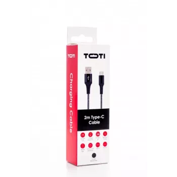 SEEK TOTI USB-A - USB-C 2m punottu kaapeli 2A, musta/Space Grey