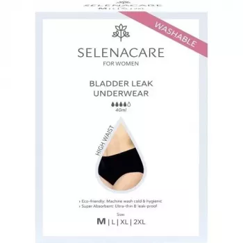 Selenacare Bladder Leak alushousut korkea vyötärö XXL - uudelleenkäytettävät, pestävät, musta