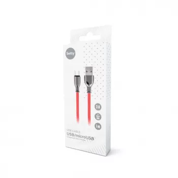 Setty USB-A - Micro-USB-kaapeli 1,0 m 3A pikalataus punainen FC-M