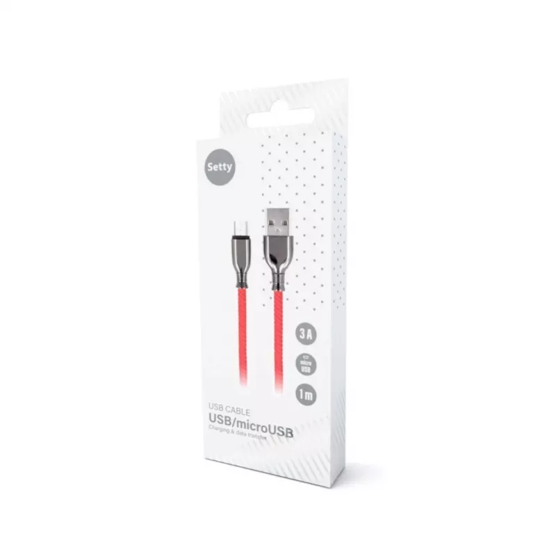Setty USB-A - Micro-USB-kaapeli 1,0 m 3A pikalataus punainen FC-M
