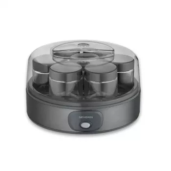 Severin JG 3510 jogurttivalmistaja, 7 x 150 ml purkkia, Dark Inox/musta