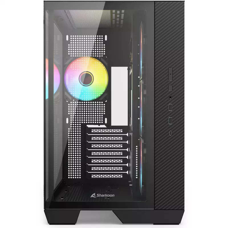 Sharkoon Steel Shark musta karkaistu lasi x2 Mid-Tower-kotelo