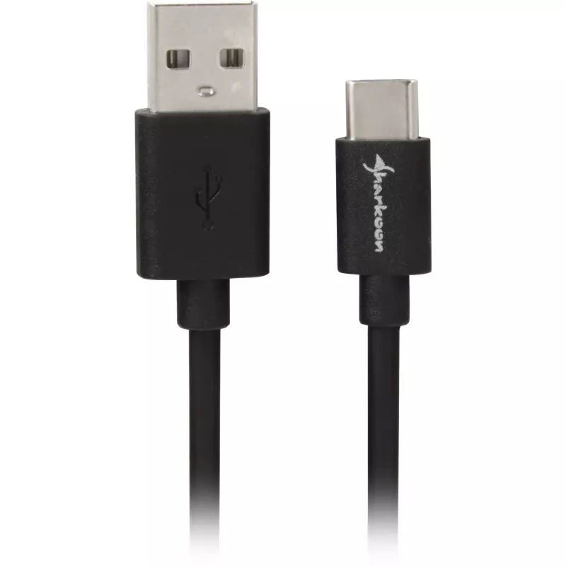 SHARKOON USB 2.0 kaapeli, USB-A pistoke USB-C pistokkeeseen (musta, 2 m)