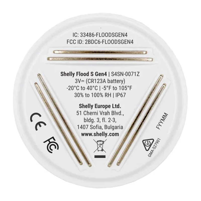 Shelly Flood S Gen4 vesivuotovahti – Wi-Fi, Matter, Zigbee, Bluetooth, Plug & Play