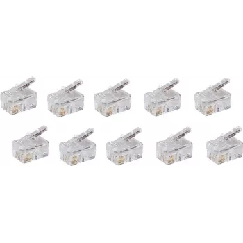 SHIVERPEAKS BASIC-S modulaariliitin RJ10/RJ14 4P4C suojaamaton, kullatut koskettimet, 10 kpl BS72039-10