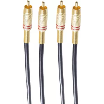 SHIVERPEAKS BASIC-S stereoäänikaapeli 2x RCA uros 2x RCA uros, 0,5 m, kullattu, musta BS40221