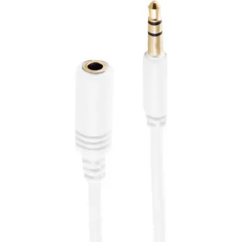 SHIVERPEAKS BASIC-S Super Slim 3,5 mm stereoäänen jatkokaapeli, uros-naaras, kullattu, valkoinen, 1,5 m (BS33982-W)