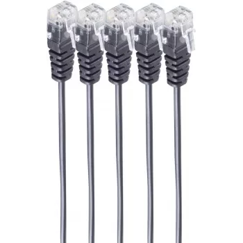 SHIVERPEAKS BASIC-S puhelinliitäntäkaapeli, RJ11 - RJ11, pyöreä, musta, joustava, kupari, 2,0 m, 5 kpl:n pakkaus (BS70084-2-SET5)