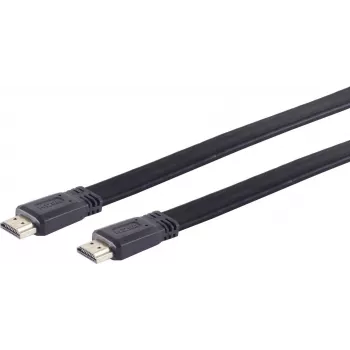 ShiverPeaks S/CONN maximum connectivity litteä HDMI-kaapeli, HDMI Type-A uros HDMI Type-A uros, kullatut kontaktit, 4K Ultra HD, 3D, HEAC, 3,0 m, musta 77473-FLAT