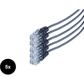 SHIVERPEAKS S/CONN Maximum Connectivity puhelinliitäntäkaapeli, RJ11 uros - RJ11 uros, pyöreä, musta, joustava, kupari, 5 kpl:n pakkaus, 2,0 m SO70084-2-SET5