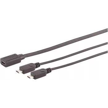 SHIVERPEAKS S/CONN maximum connectivity USB-C-naaras - 2x USB Micro-B-uros Y-haaroitin-adapterikaapeli, USB 2.0, 0,3 m, musta 13-20021