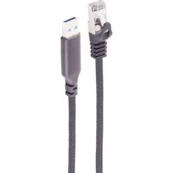 SHIVERPEAKS USB-A - RJ45 Gigabit Ethernet -adapterikaapeli, 5 m, alumiinikotelo, musta BS14-52055