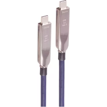SHIVERPEAKS USB-C hybridi aktiivinen optinen kaapeli, 15 m, USB 3.2 Gen 2, 10 Gbps, 8K video, 60W Power Delivery, TPU, musta BS30-44081