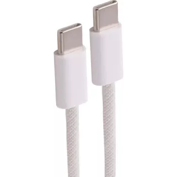 SHIVERPEAKS USB-C - USB-C latauskaapeli, 2.0, 60W, valkoinen, punottu tekstiili, 2 m (BS14-21036)