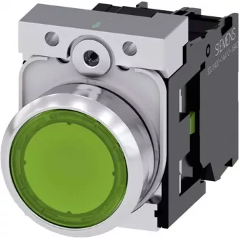 Siemens SIRIUS ACT 3SU1152-0AB40-1BA0 painonappi, litteä käyttöosa, vihreä, metallikiiltävä eturengas, 22mm, 1NO, ruuviliitin, IP66/67/69K