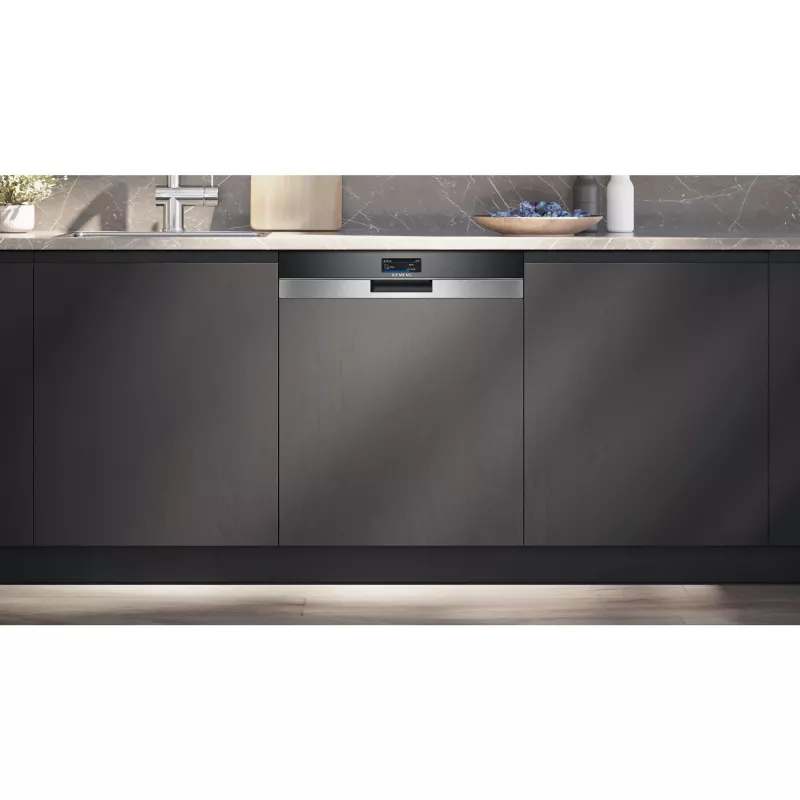 SIEMENS SN57TS00CE iQ700 täysin integroitu astianpesukone (harjattu ruostumaton teräs/musta, 60 cm, Home Connect)