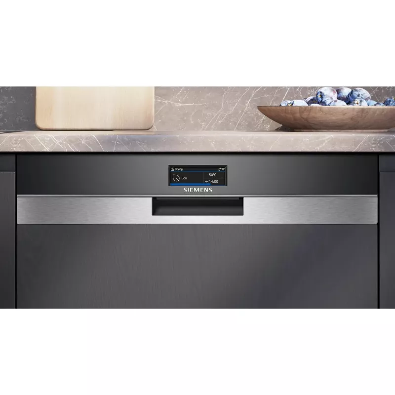 SIEMENS SN57TS00CE iQ700 täysin integroitu astianpesukone (harjattu ruostumaton teräs/musta, 60 cm, Home Connect)