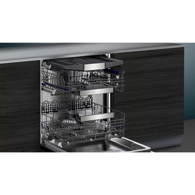 SIEMENS SN57TS00CE iQ700 täysin integroitu astianpesukone (harjattu ruostumaton teräs/musta, 60 cm, Home Connect)
