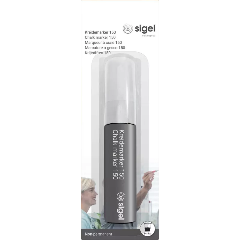 SIGEL liitutaulutussi 150 viiste kärki 5-15 mm valkoinen pyyhittävä 1 kpl