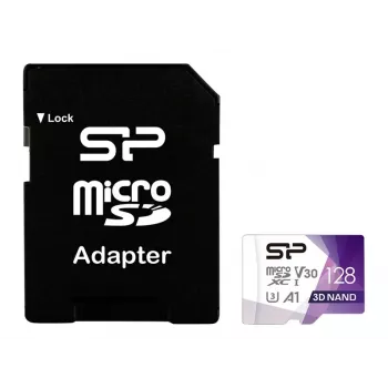 Silicon Power 128GB Superior Pro microSDXC UHS-I U3 V30 A1 -muistikortti SD-sovittimella