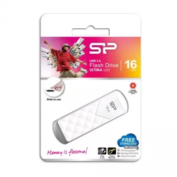 Silicon Power 16GB USB 2.0 flash-asema, sisäänvedettävä muotoilu ilman kantta, valkoinen