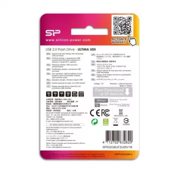 Silicon Power SP032GBUF2U05V1K 32GB USB 2.0 -muistitikku - sisäänvedettävä kanneton muotoilu, musta