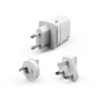 Silicon Power Boost Charger QM16 20W matkalaturi, USB-A + USB-C, EU/US/UK/AU-pistokkeet, valkoinen