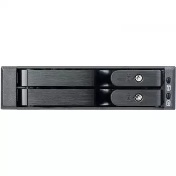 SilverStone SST-FS202B-V2 2-paikkainen 3,5 tuuman SATA hot-swap-kehikko 5,25 tuuman paikkaan - musta