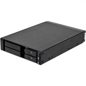 SilverStone SST-FS202B-V2 2-paikkainen 3,5 tuuman SATA hot-swap-kehikko 5,25 tuuman paikkaan - musta