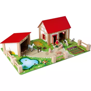 SIMBA-DICKIE maatila tarvikkeilla – suuri maatilan leikkipaikka navetalla, tallilla, isännällä, eläimillä ja ruokintatyökaluilla 3-8-vuotiaille lapsille