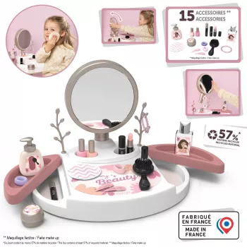 SIMBA-DICKIE My Beauty Studio interaktiivinen meikkipöytä roolileikkiin valaistulla peilillä ja 10 lisävarusteella lapsille 3-6-vuotiaille