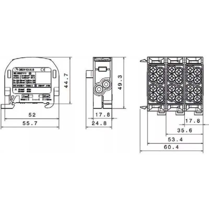 SIMET SCB 25 Al/Cu 80A 1-napainen haarajakoliitin ruskea 81501015