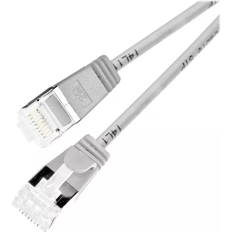Wirewin PKW-LIGHT-STP-K6A 2.0 Cat 6a U/FTP Slim -pyöreä patch-kaapeli, 2,0 m, harmaa, PoE, joustava