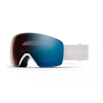 Smith Skyline -laskettelulasit ChromaPop Photochromer -linssillä, White Vapor -kehykset ja Blue Sensor Mirror -linssi