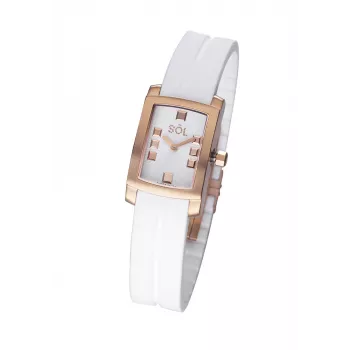 SOL WATCH WOMAN 10011/3 23 mm kvartsi analoginen ruostumaton teräskotelo nahkaranneke valkoinen kellotaulu musta ranneke