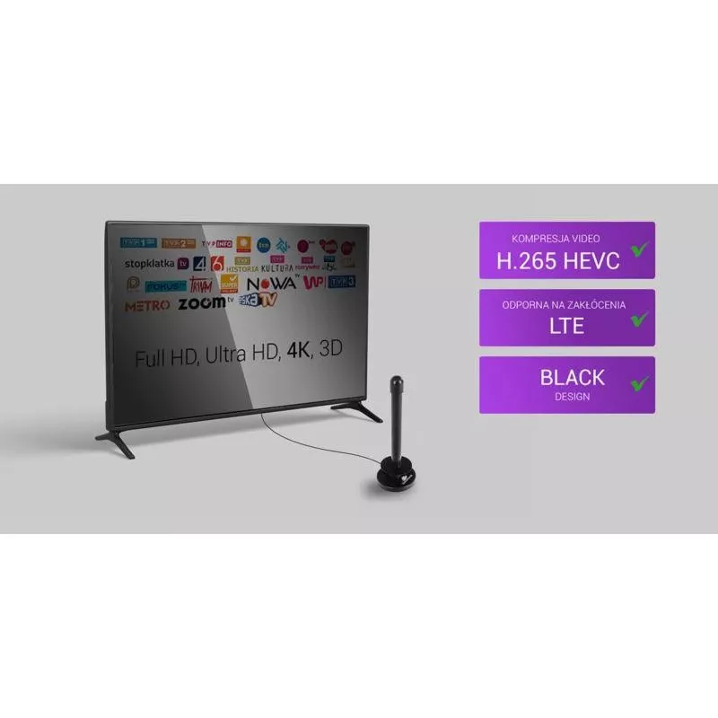 Spacetronik Hook TV DVB-T2 magneettiantenni 28 dBi vahvistimella ja 3 m kaapelilla