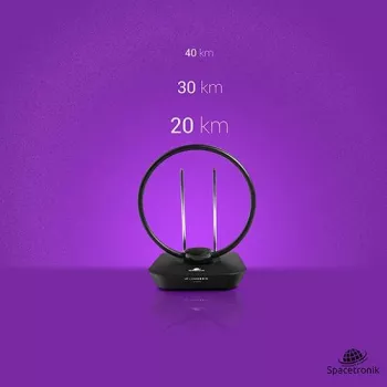 Spacetronik Locus sisä-DVB-T2-antenni 45 dB vahvistimella ja virtalähteellä
