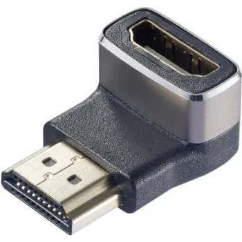 SpeaKa Professional SP-11306836 HDMI-adapteri 8K 60Hz 4K 120Hz 90° alaspäin kulma liitin naarasliittimeen musta hopea