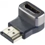 SpeaKa Professional SP-11306836 HDMI-adapteri 8K 60Hz 4K 120Hz 90° alaspäin kulma liitin naarasliittimeen musta hopea