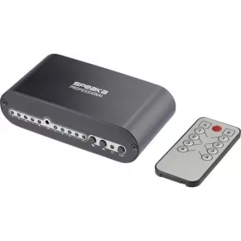 SpeaKa Professional SP-SW-200 4x2 Toslink-vaihtokytkin kaukosäätimellä, alumiinikotelo