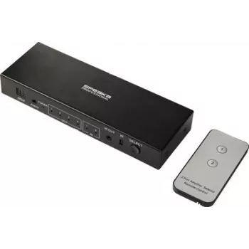 SpeaKa Professional SP-SWAP-500 2-porttinen HDMI KVM -matriisikytkin äänellä, 4K UHD, USB 2.0 -keskitin, metalli, musta SP-13904372