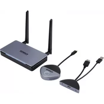 SpeaKa Professional SP-TR-500 USB-C langaton HDMI-jatkosarja, 30 m, 5 GHz/2,4 GHz, Full HD 1080p, turvallinen siirto (SP-13382652)