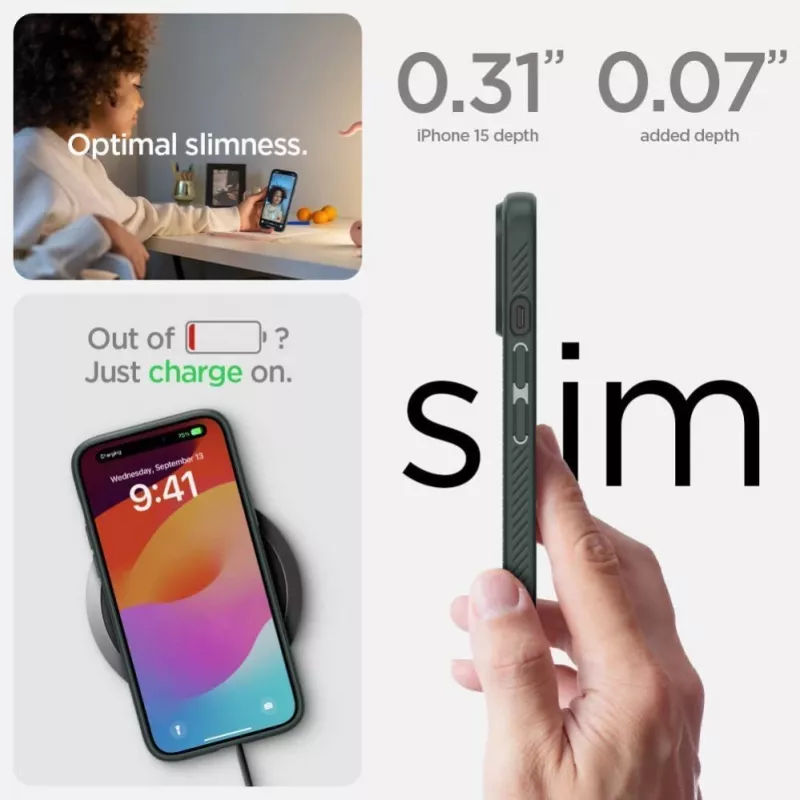 Spigen Liquid Air -kotelo iPhone 15 - Abyss Green