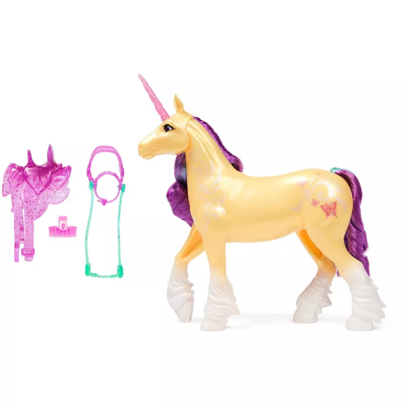 SPINMASTER Unicorn Academy - yksisarvinen Leaf (28 cm, aito harja ja häntä, irrotettava suitset, satula ja harja)