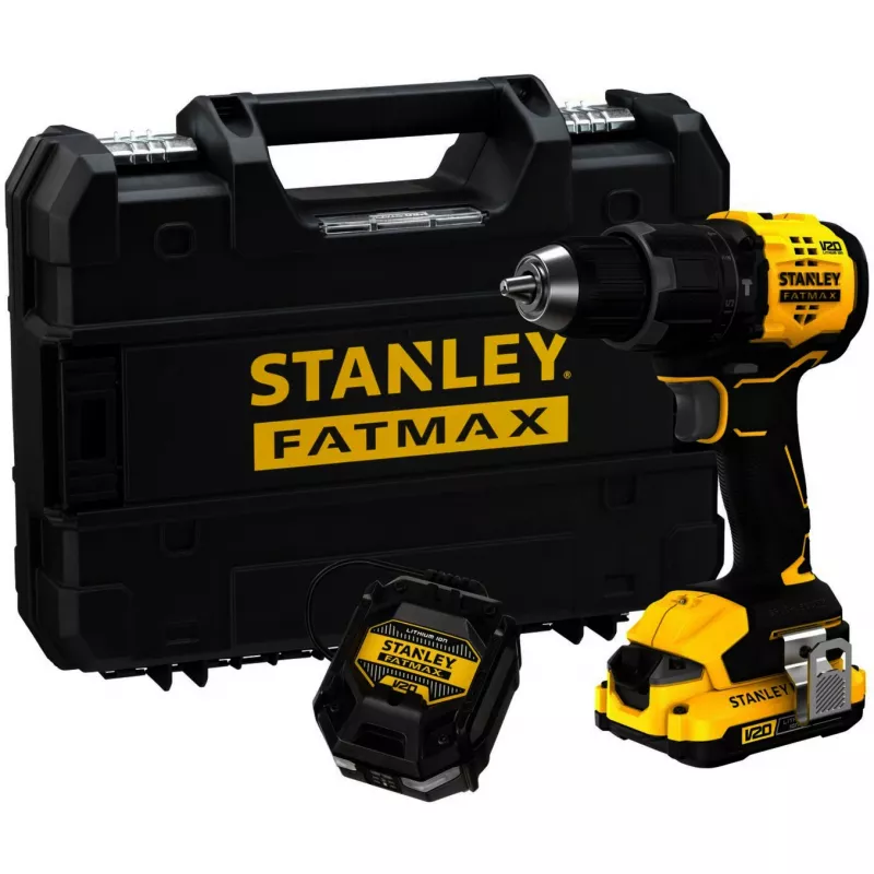 STANLEY Akkukäyttöinen iskuporakone (SFMCD716D1T-QW), 18V (Musta/Keltainen, Li-Ion-akku 2.0Ah, Pro-Stack Case)