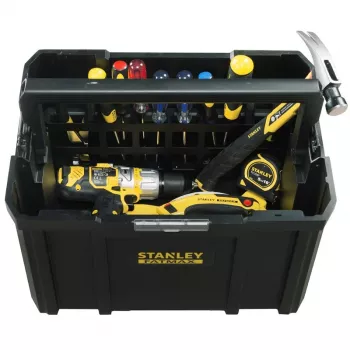 STANLEY FMST1-75794 TSTAK syvä työkalu-/säilytyslaatikko kantovakalla, 23 l, musta/keltainen