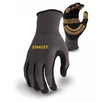 Stanley SY510L-QS työkäsineet, koko L (9) - synteettinen nahkakämmen, spandex-selkä, neopreeniresori, EN 388 -sertifioitu, musta/keltainen