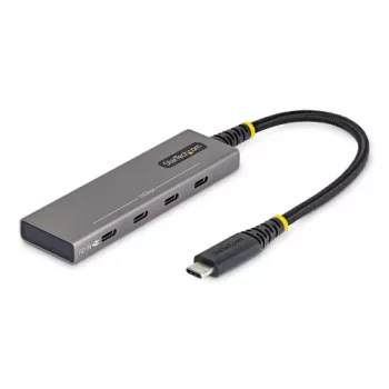 StarTech 4-porttinen USB-C-keskitin - 10 Gbps, 100W PD -lataus, ylivirtasuojaus, PCR-alumiini - 3x USB-C 3.2 Gen 2 + 1x USB-C 3.2 Gen 2 (Power Delivery) - pöytämalli