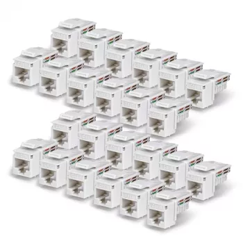StarTech.com Cat6 Keystone Jack 24 kpl:n pakkaus, RJ45 UTP, 90 asteen 110 Punch Down, valkoinen