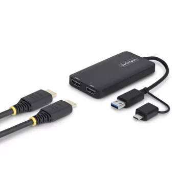 StarTech.com 107B-USB-HDMI-2 USB 3.0 - Dual HDMI -sovitin, USB-A/USB-C, 1x 4K30 + 1x 1080p